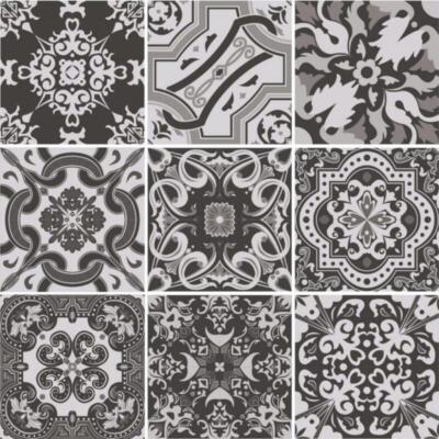 Tile stickers for bathroom decoration and kitchen - Portuguese-Black-White-Grey