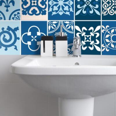 Fliesenaufkleber für Bad Deko u. Küche - Portugiesisch Blau